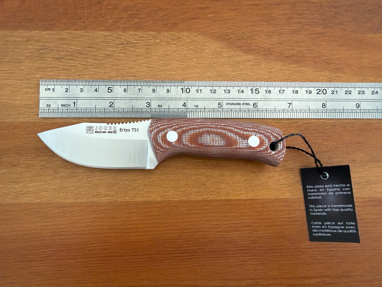Joker Erizo TS1 3" Bohler N695 Steel Blade Fixed Knife Brown Canvas Micarta