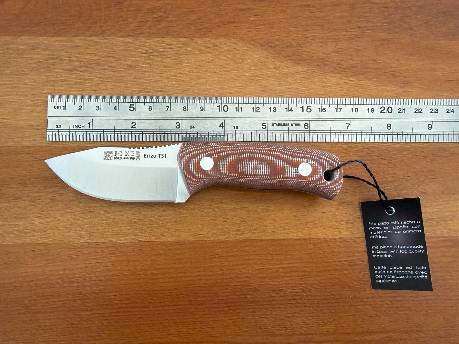 Joker Erizo TS1 3" Bohler N695 Steel Blade Fixed Knife Brown Canvas Micarta