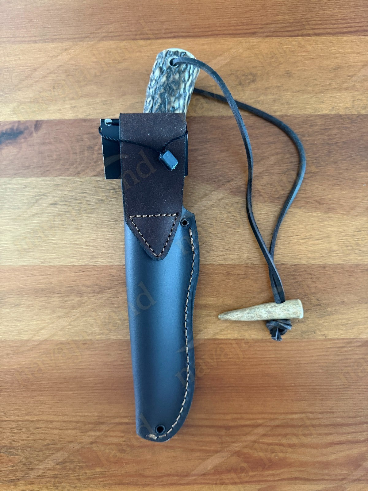 Joker Flecha Hunting Knife 4.92” MOVA Blade | Deer Horn Handle | Leather Sheath