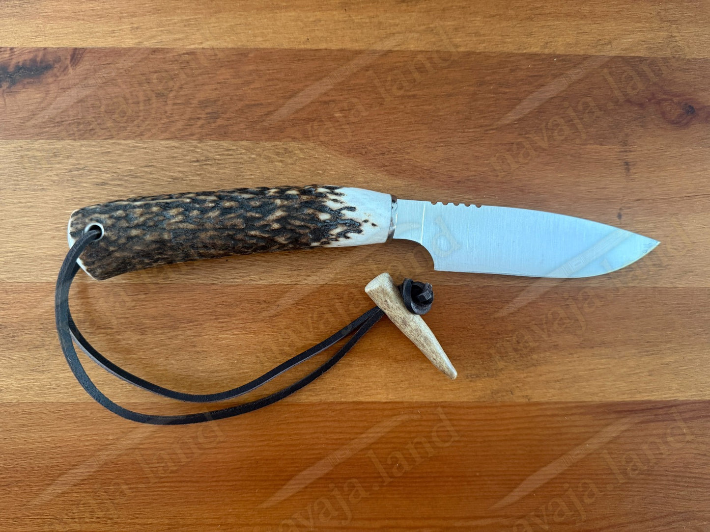 Joker Flecha Hunting Knife 4.92” MOVA Blade | Deer Horn Handle | Leather Sheath