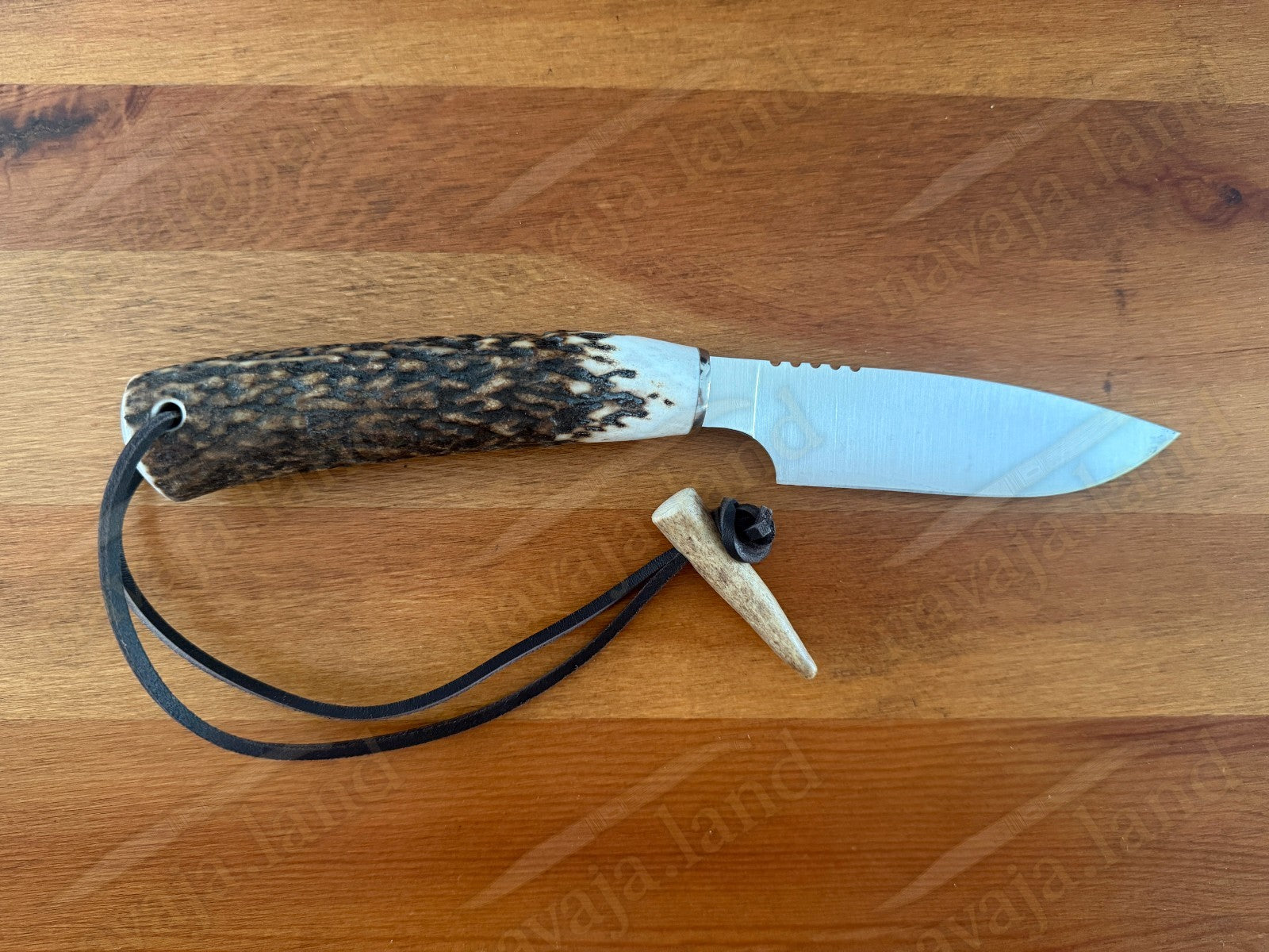 Joker Flecha Hunting Knife 4.92” MOVA Blade | Deer Horn Handle | Leather Sheath