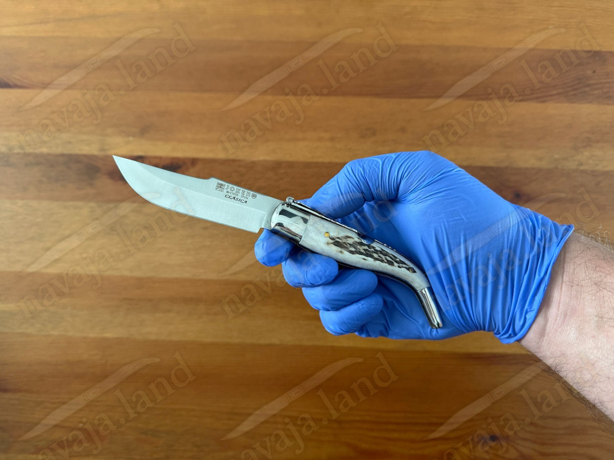 3.2” Joker Clasica Folding Knife Stag Horn Handle MOVA 1.4116 Stainless Steel