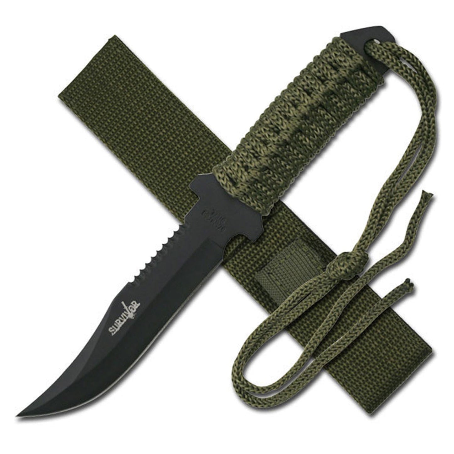 Compact Fixed Blade Survival Knife with a 3.75" Reverse Serrated Bowie Blade