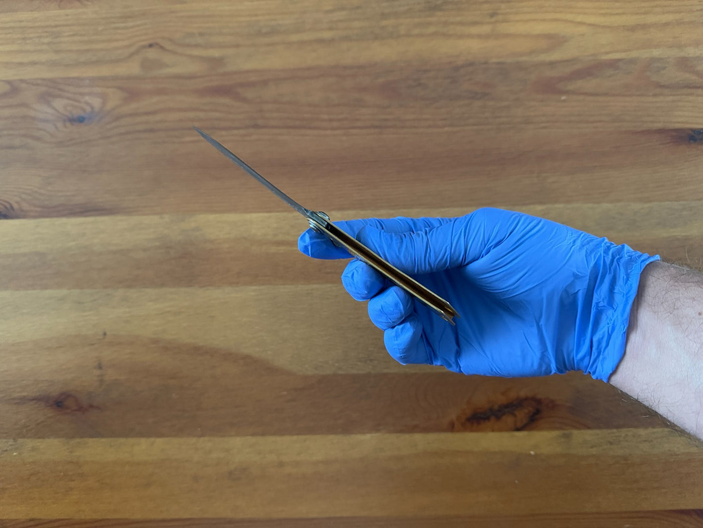 2.75" Damascus Falcata Blade Navaja Higonokami Pocket Knife Brass Handle Sheath