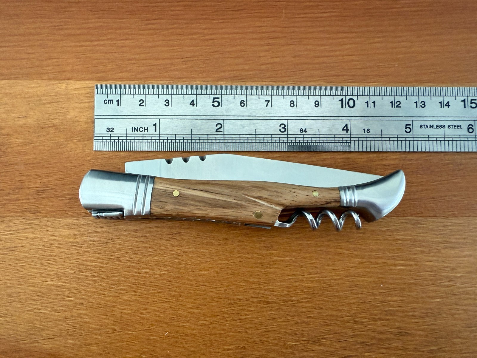 4” Stainless Steel Blade Navaja Laguiole Inox Pocket Knife Olive Wood Scales EDC