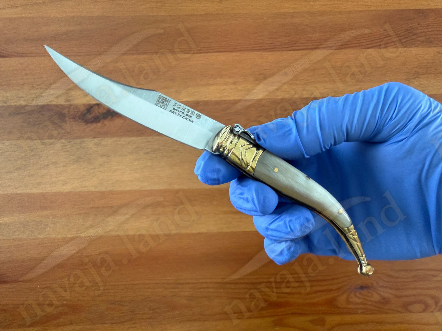 3” Navaja Joker Sevillana Knife Bull Horn Handle High Quality Handmade in Spain