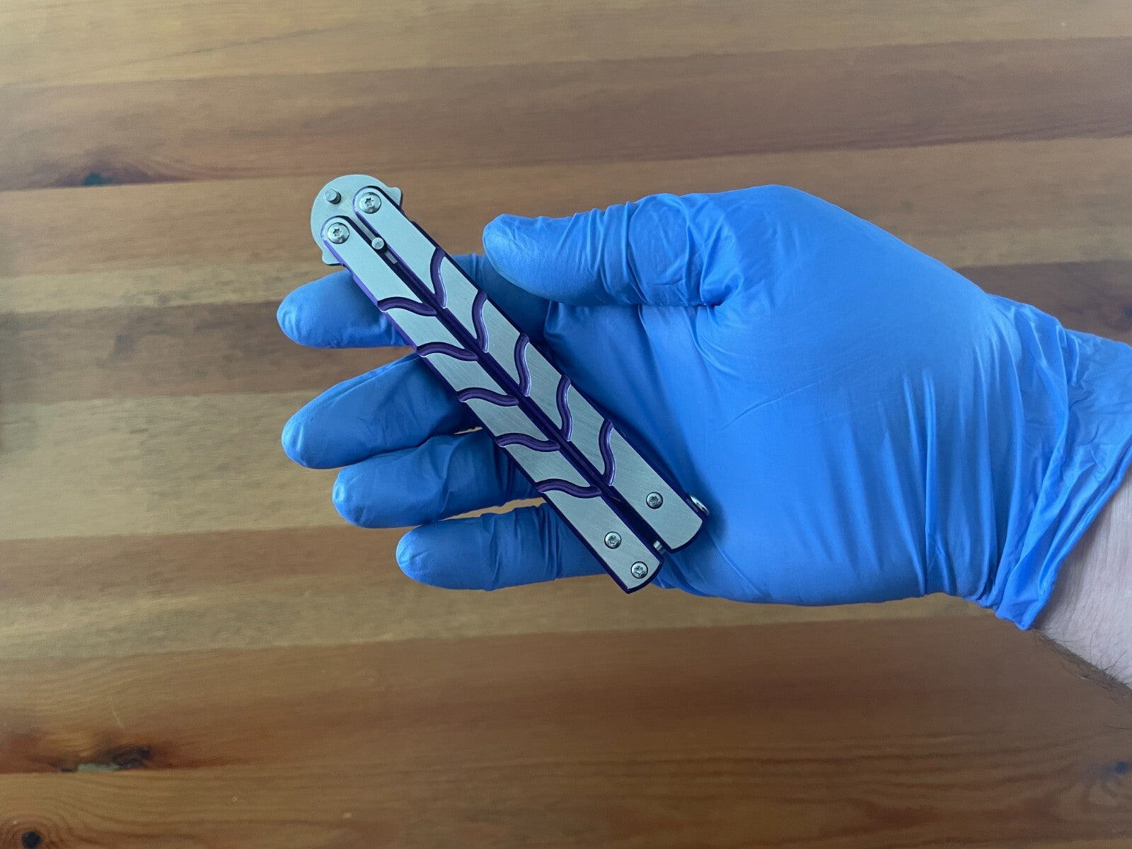 3.74" Stainless Steel Blade Folding Pocket Knife Brushed Steel Purple Handle