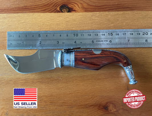 3” Steel Blade Spanish Navaja Lengua Vaca Pocket Knife Wood Handle From Spain