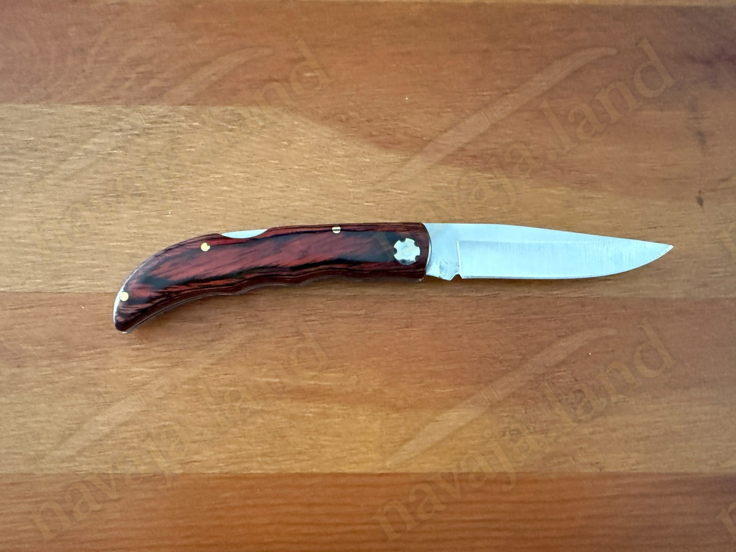 3.15” Joker Pointer Camping Folding Knife (Red Wood Handle) Handmade in Spain