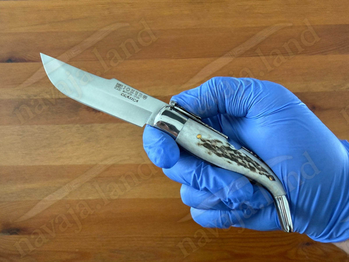 3.2” Joker Clasica Folding Knife Stag Horn Handle MOVA 1.4116 Stainless Steel