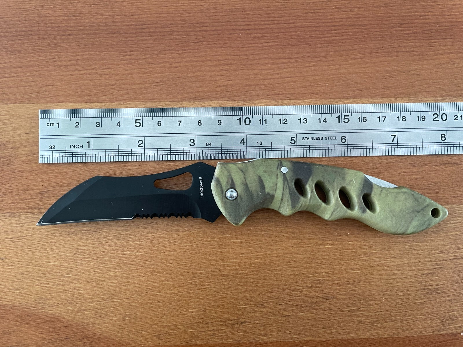 3.3" Stainless Black Blade Tactical Pocket Knife Plastic Camouflage Handle