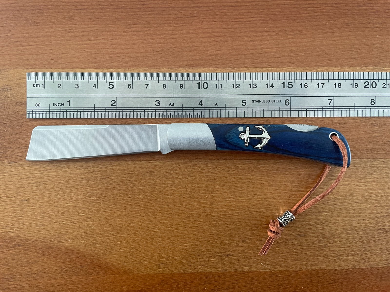 3.15" Cut Tip Navaja Pocket Knife Sailor / Marinera Blue Wood Handle - Spain