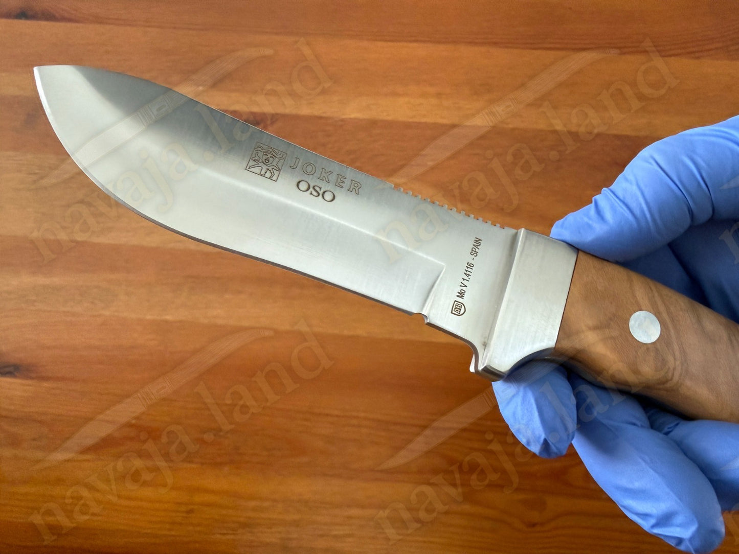 Joker Oso Outdoor Knife – 4.72" MOVA Blade | Olive Wood Handle | Leather Sheath