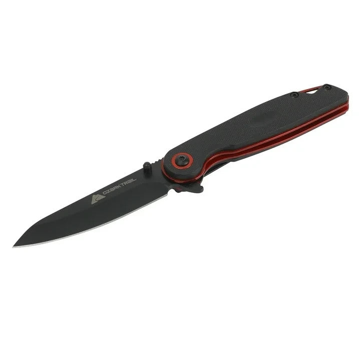 3" Blade Ozark Fathom Folding Knife 7" Open Black Polypropylene Handle