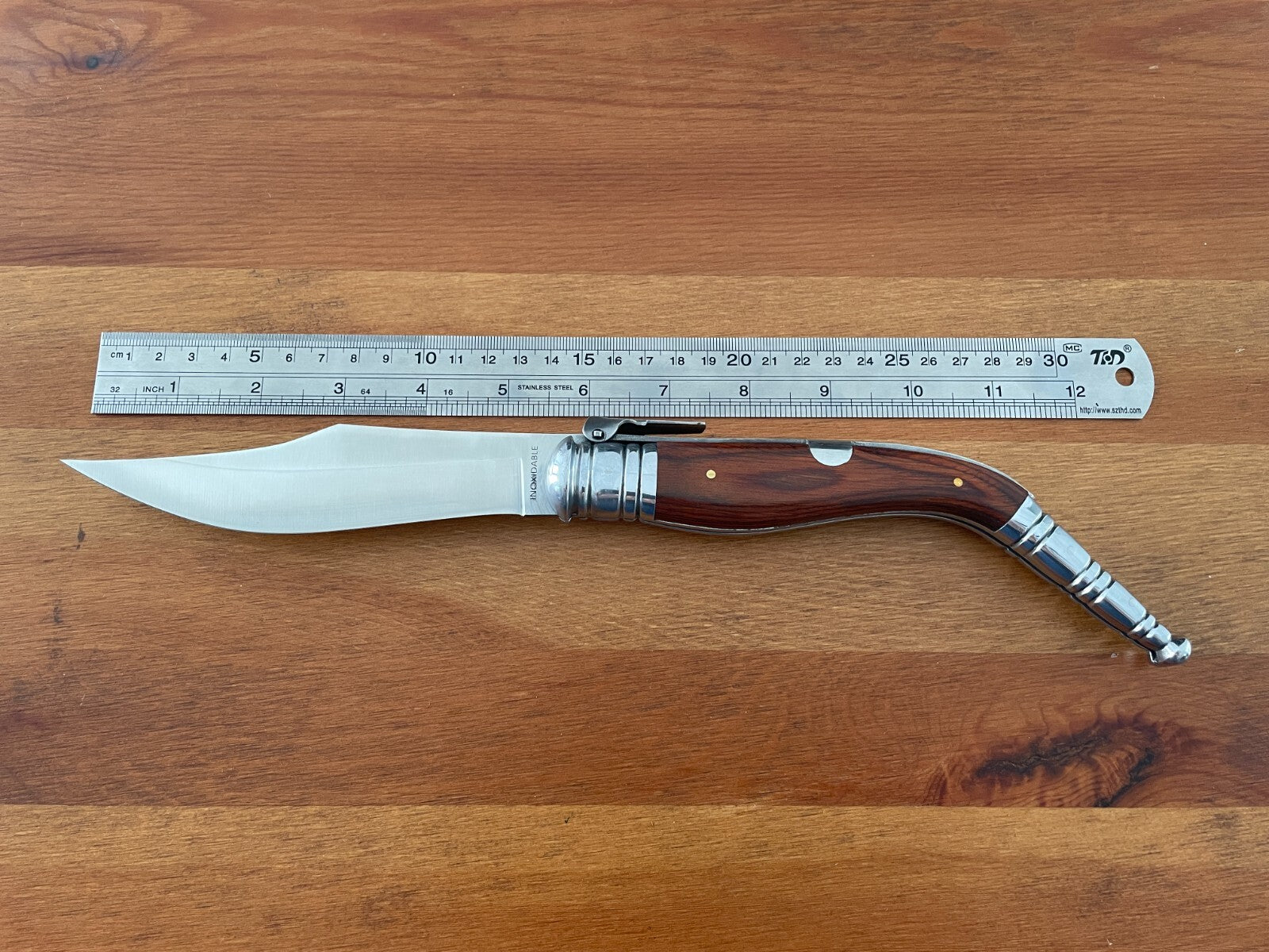 5.5” Navaja Sevillana Style Pocket Knife Red Wood Scales from Spain - US Seller