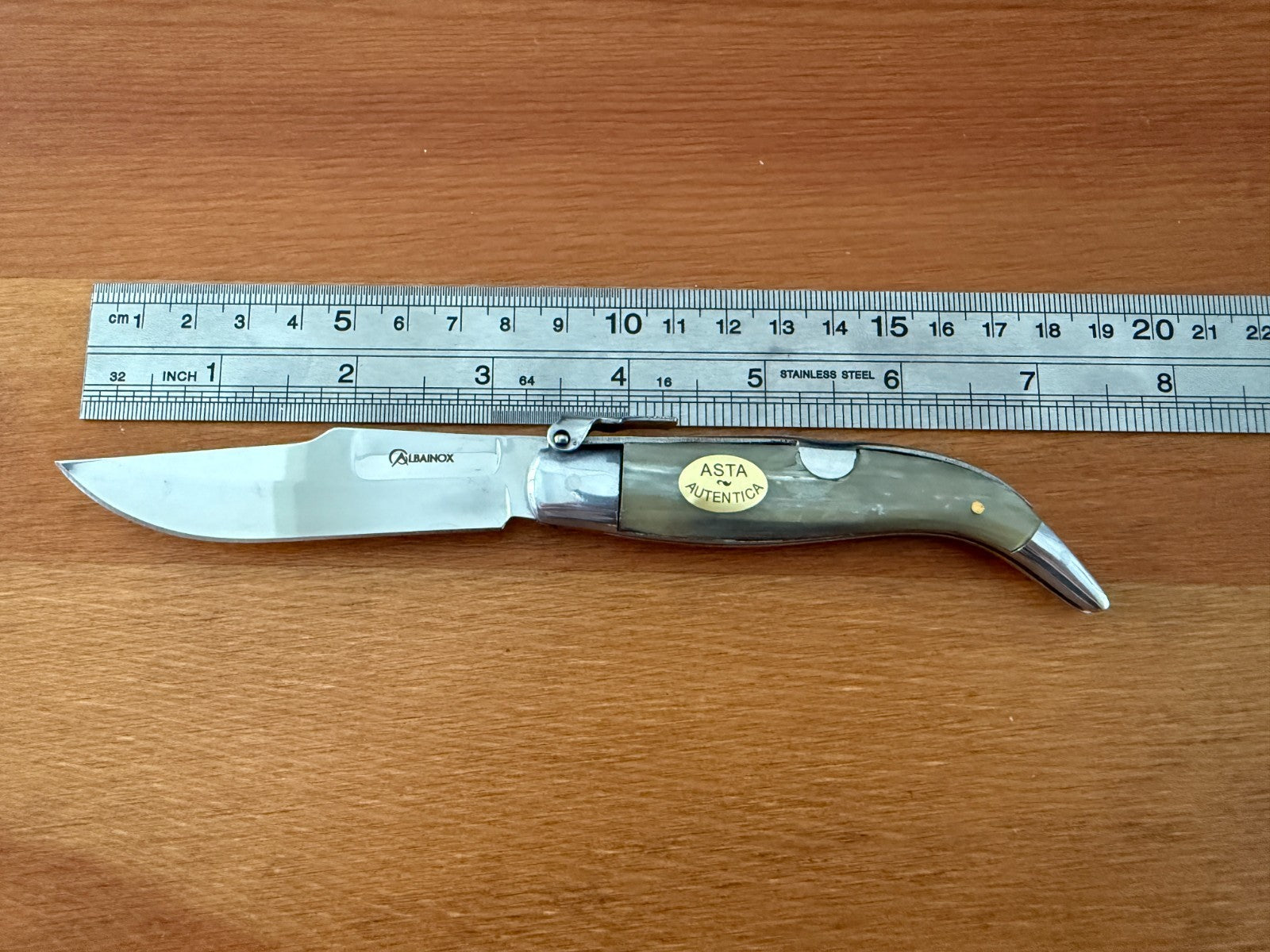 3.2" Spanish Navaja Teja Albacete Folding Pocket Knife Genuine Bull Horn Scales