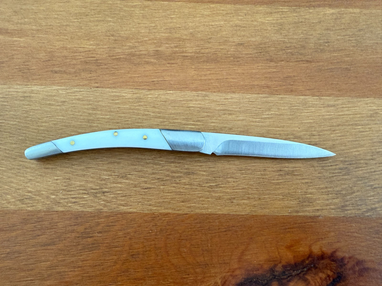 2.76" Stainless Steel Blade Pocket Knife White ABS Spike Design Spanish Made