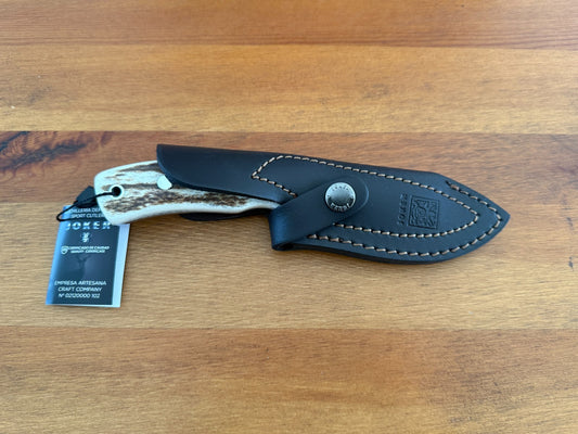 Joker Pecari Knife Genuine Stag Horn Handle Black Sheath Handmade Spain