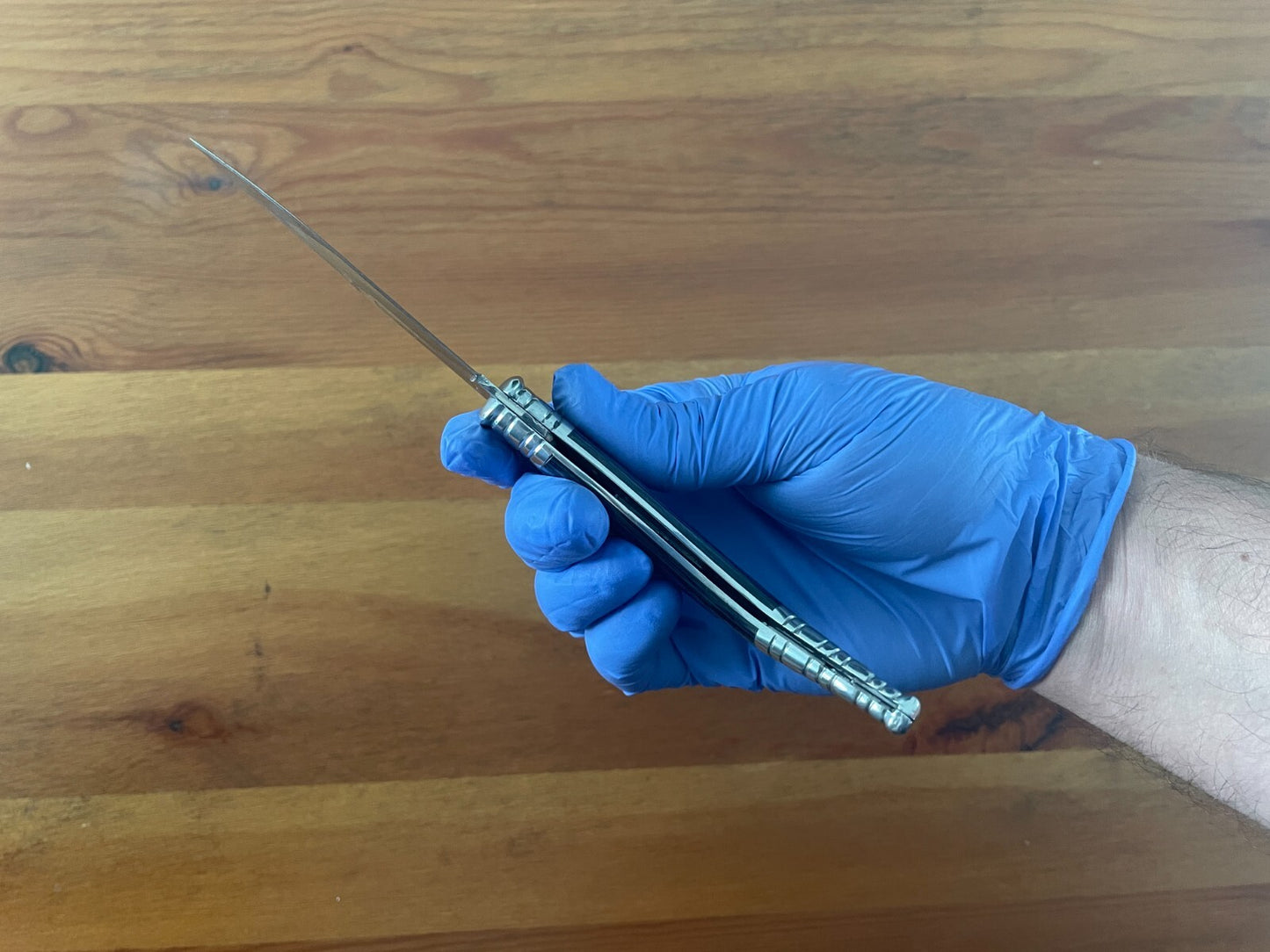 3.54" Blade Spanish Navaja Sevillana Pocket Knife Blue Wood Scales / Ratchet