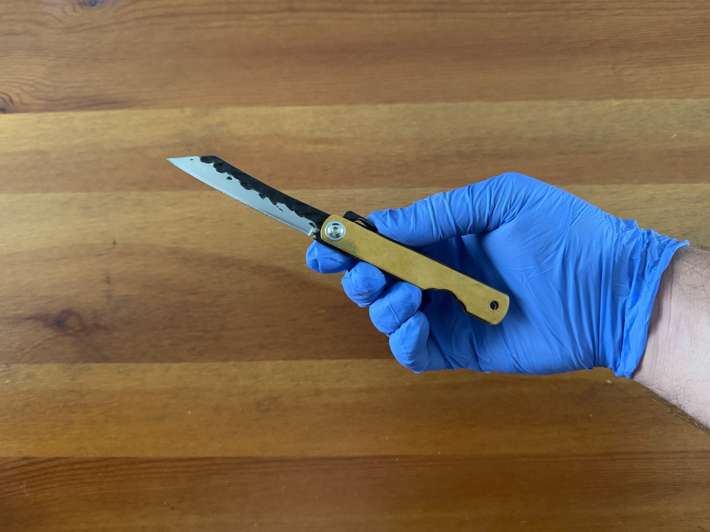 3" Navaja Higonokami Knife Brass Handle with Stainless Blade and Sheath