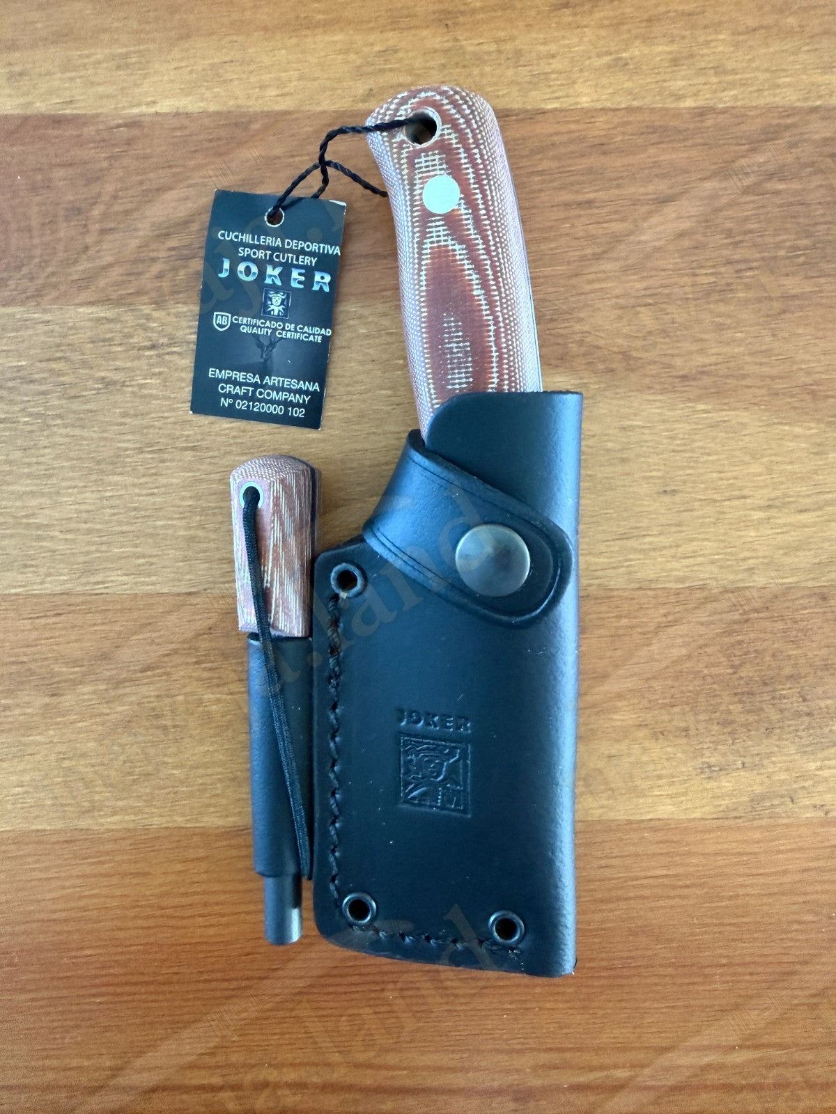 Joker Erizo TS1 3" Bohler N695 Steel Blade Fixed Knife Micarta Handle Leather