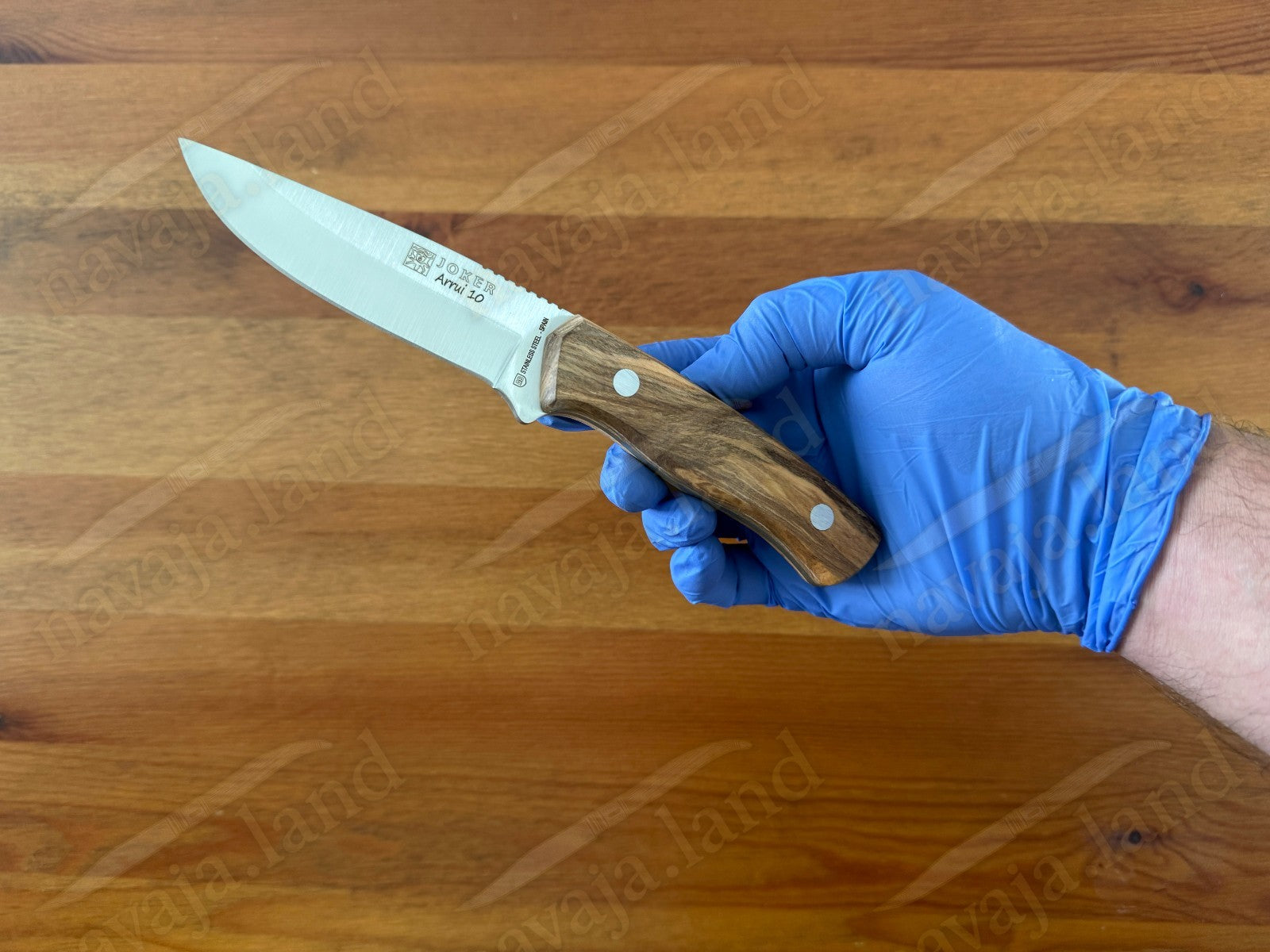 Joker Arrui 10 Outdoor Knife – 3.9” Blade | Olive Wood Handle | Leather Sheath