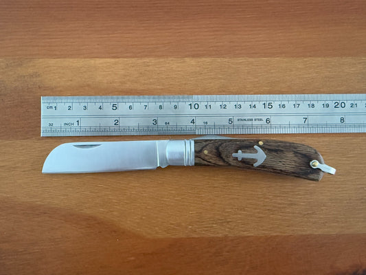3.15" Bird Beak Navaja Pocket Knife Sailor / Marinera Wood Handle Anchor Insert