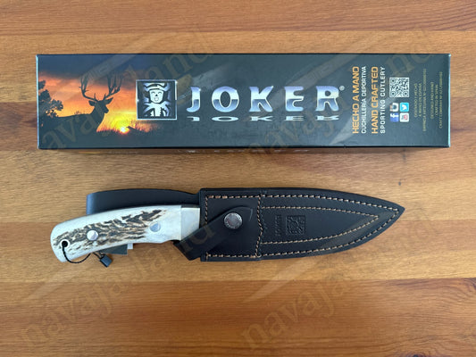 Joker Gamo Fixed Blade Hunting Knife 6.10" Mova 1.4116 Steel Genuine Stag Horn