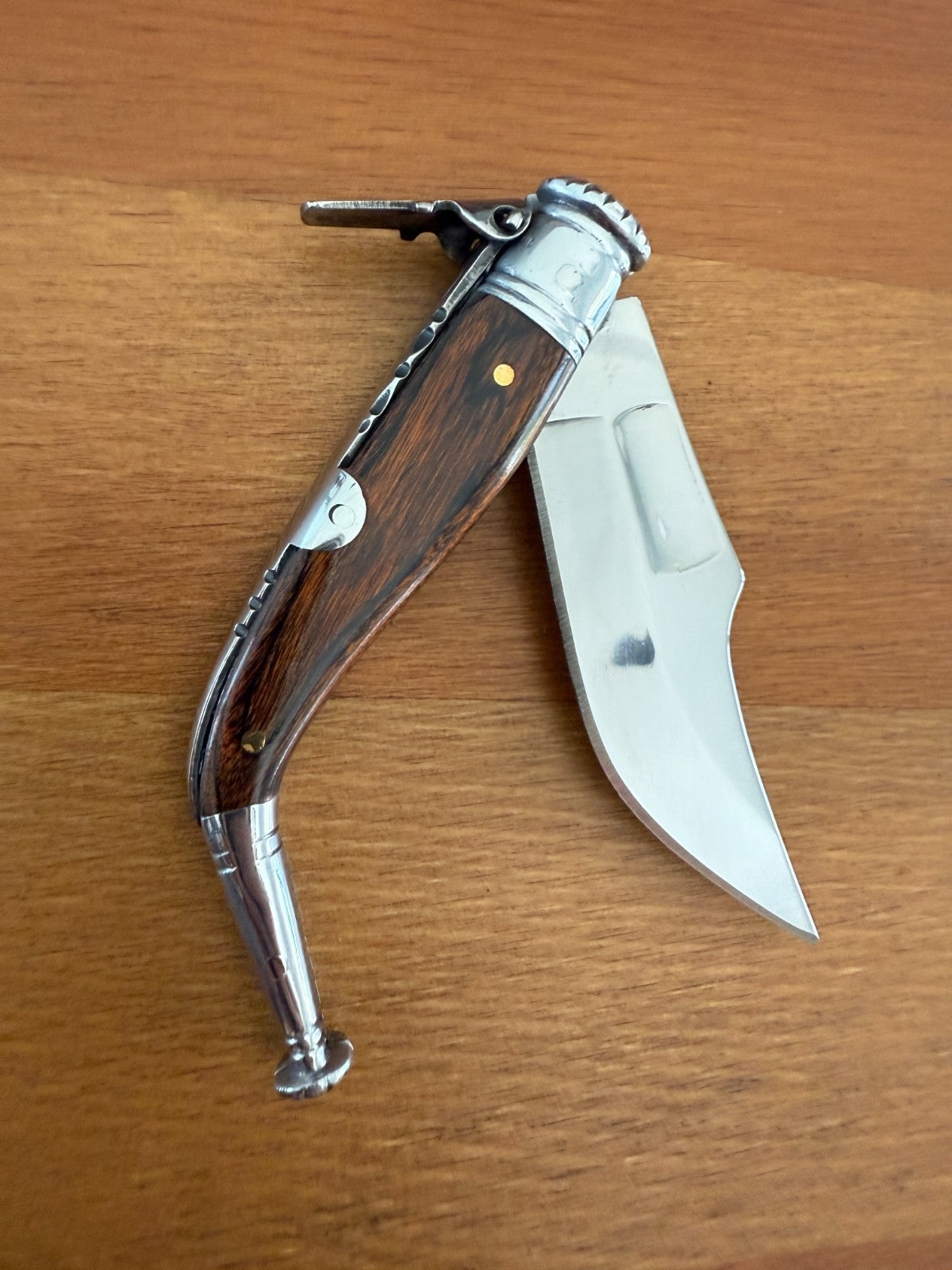 2.6” Spanish Navaja Jerezana Folding Knife Red Stamina Wood Scales With Ratchet