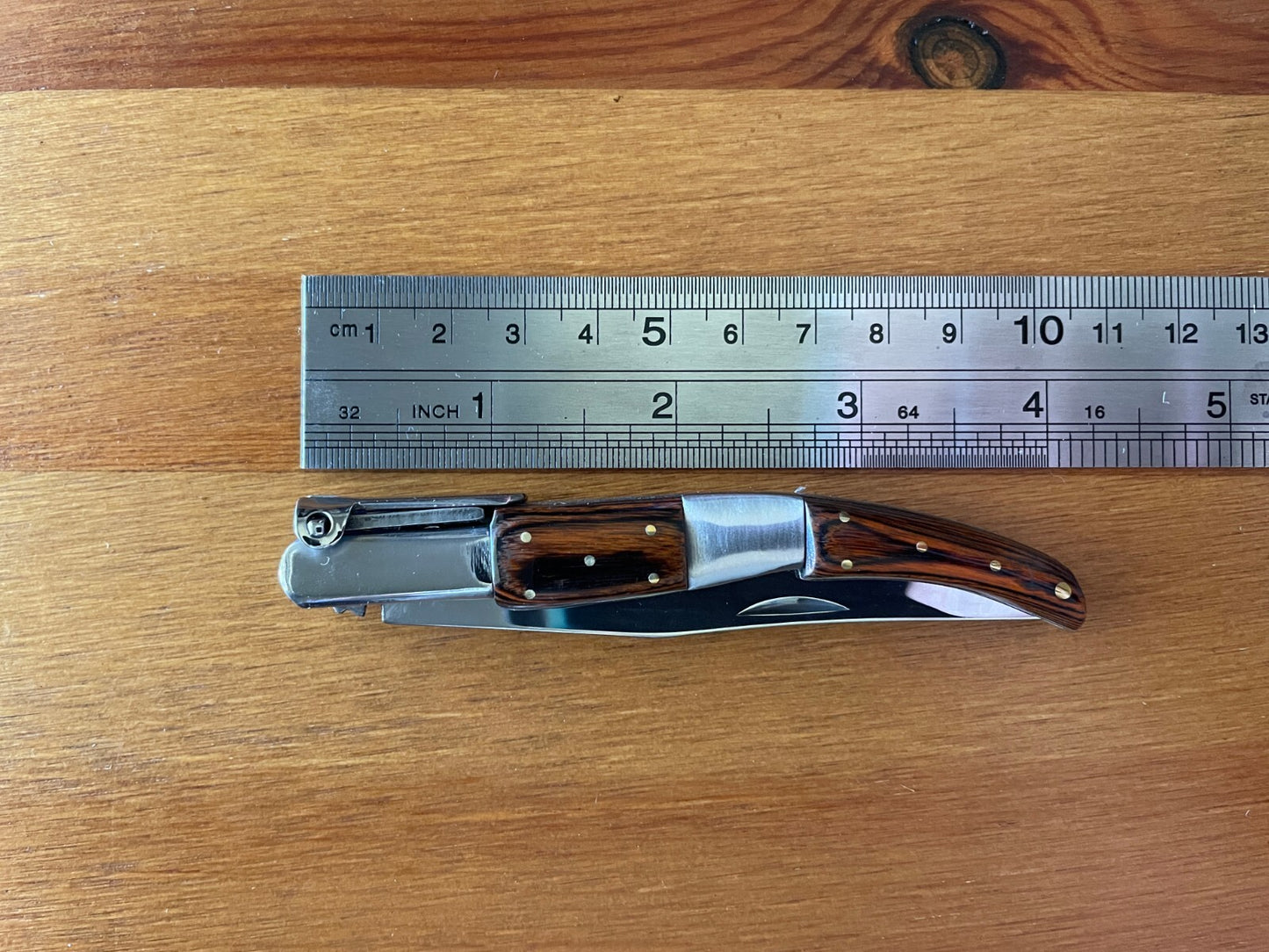 3.34” Arabian Folding Pocket Knife Red Wood and Steel Handle Navaja from Spain