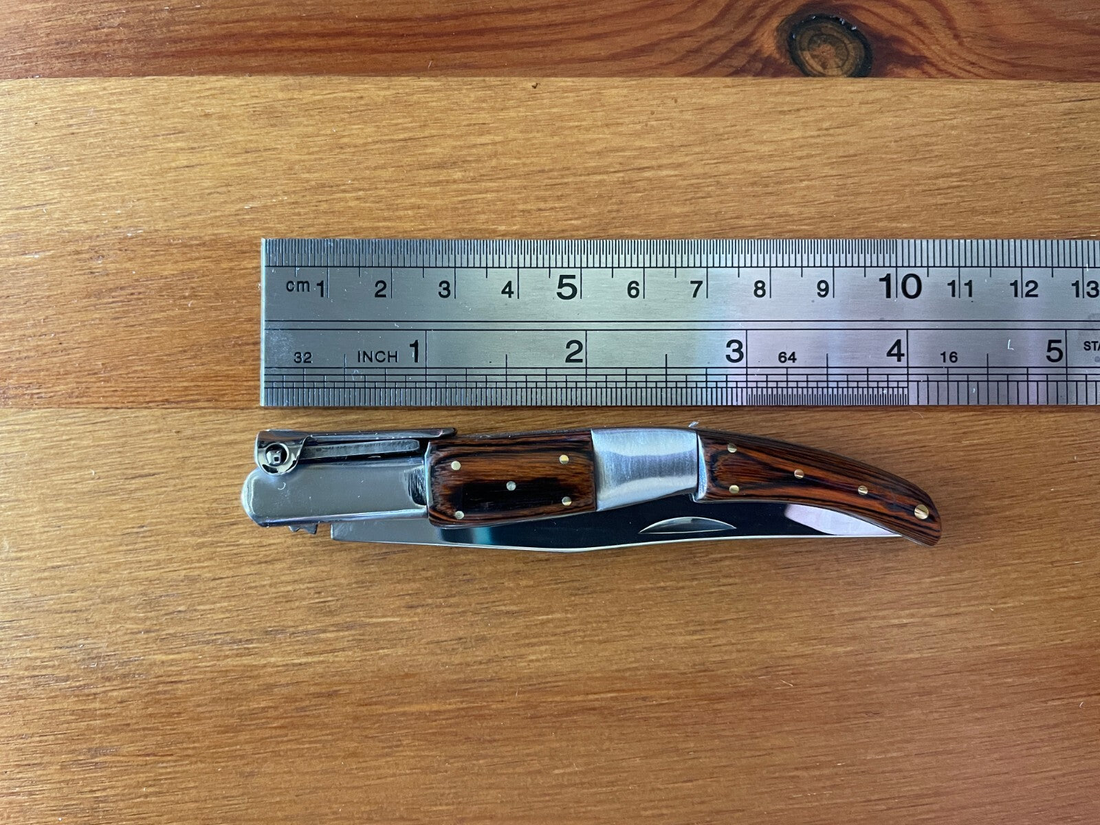 3.34” Arabian Folding Pocket Knife Red Wood and Steel Handle Navaja from Spain