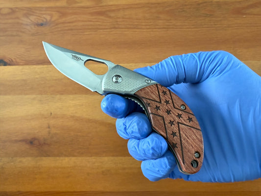 2.4" Blade Navaja Pocket Knife Rosewood Scales Liner Lock Pocket Clip - Spain