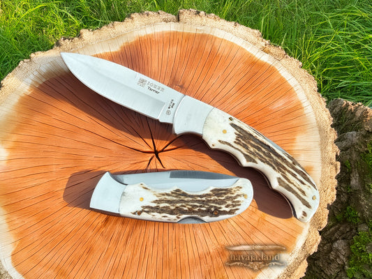 Joker Terrier Hunting Folding Knife 3.5” MOVA Blade Deer Horn Handle From Spain