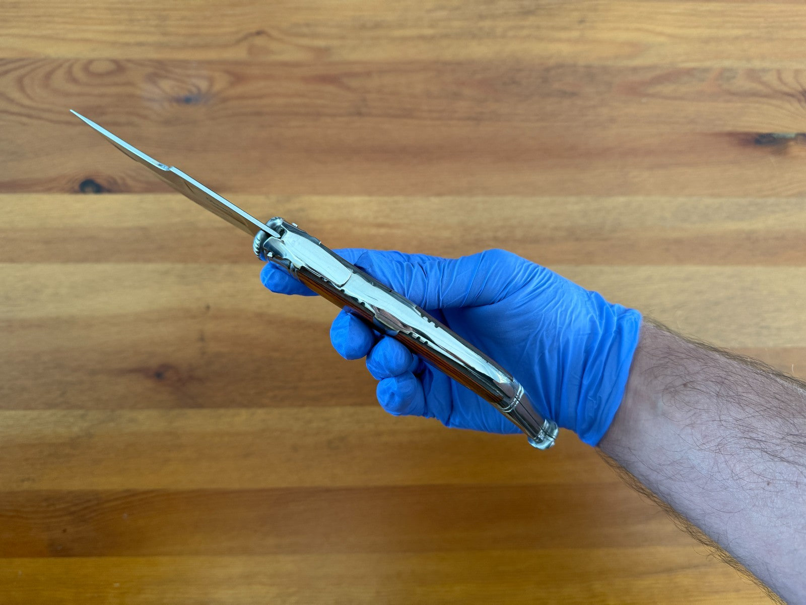 4.5” Spanish Navaja Jerezana Folding Knife Red Stamina Wood Scales With Ratchet