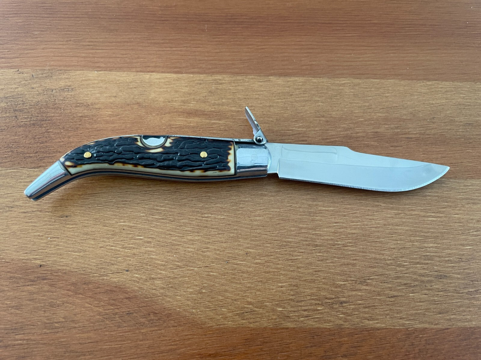 3.22" Stainles Spanish Navaja Teja Deer Antler Imitation Scales Billet Lock