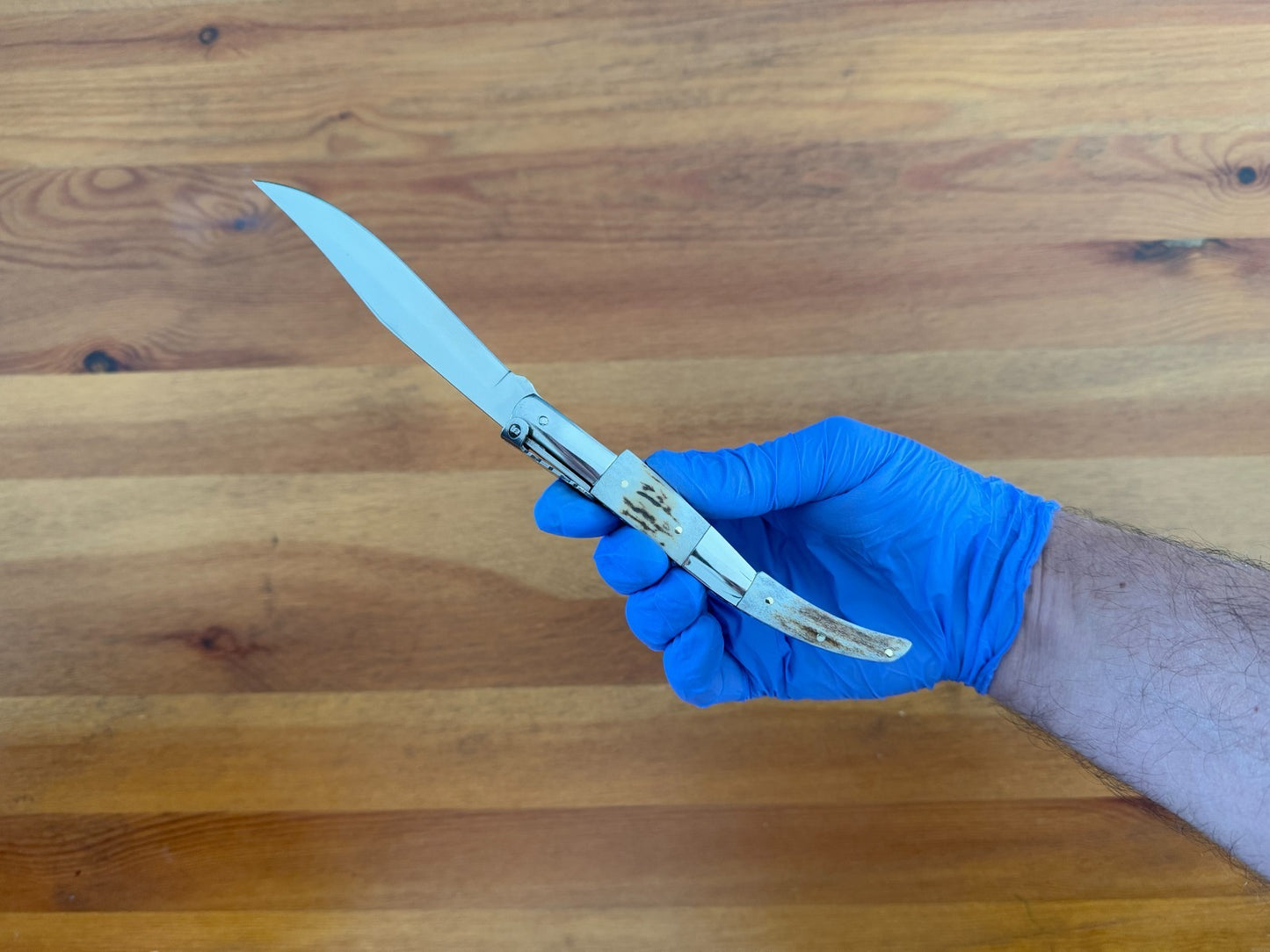 4.3" 420 Steel Arabian Style Spanish Navaja Ratchet Pocket Knife Staghorn Scales