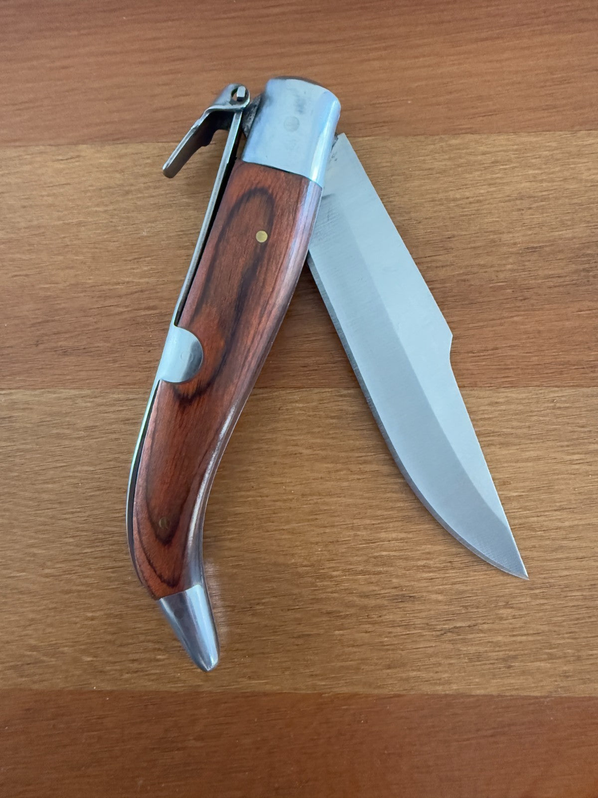 3.9" Spanish Navaja Teja Albacete Pocket Knife Red Wood Scales From Spain