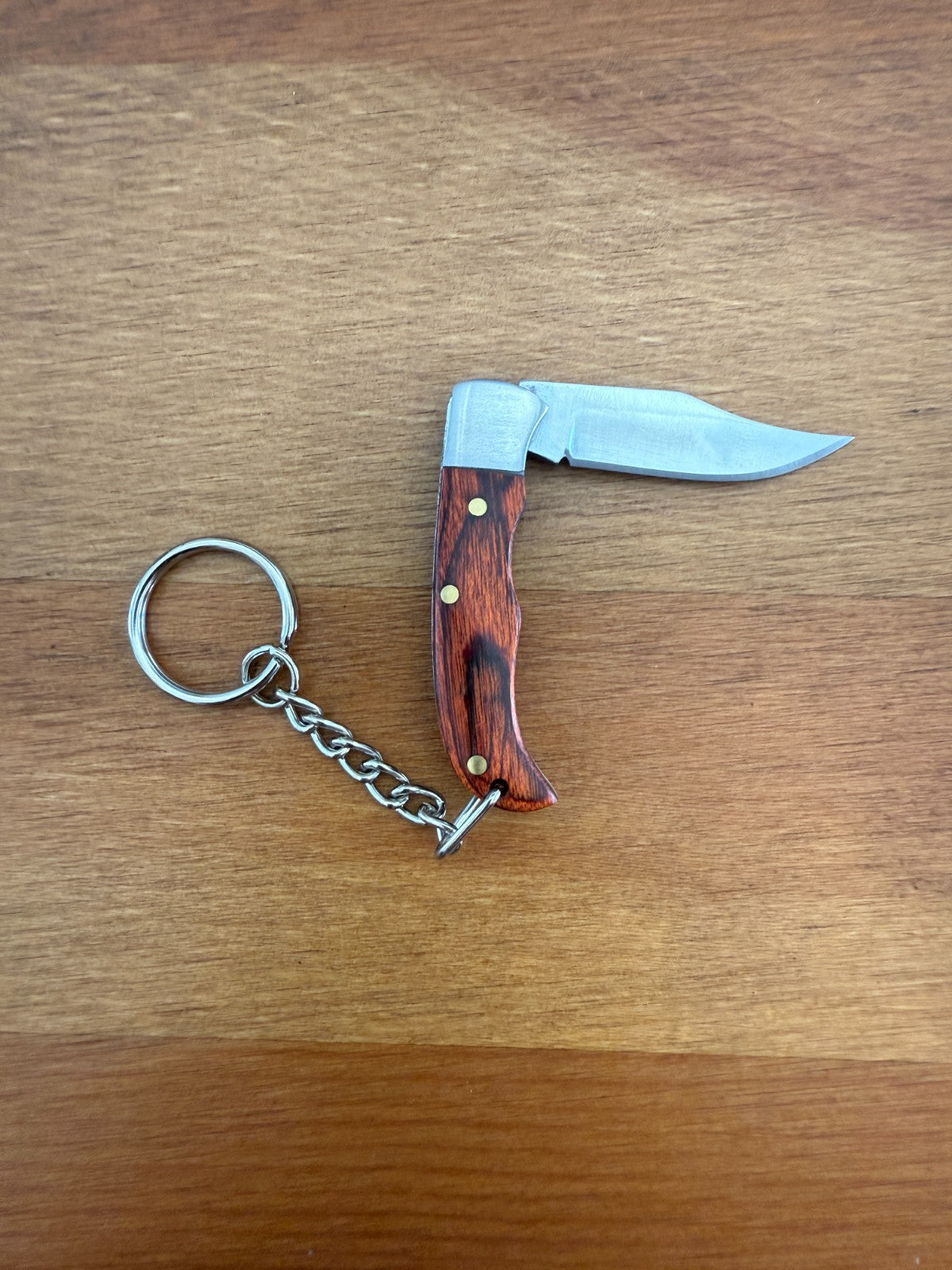 Keychain Mini Navaja 1.5" Stainless Steel Blade Slipjoint Wood Scales From Spain