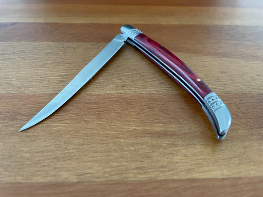 4.1" Estilete Spanish Navaja Folding Pocket Knife Red Stamina Wood Handle