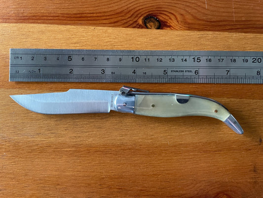 3.14” Spanish Navaja Pocket Knife Bull Horn Scales Handmade Unique - USA Seller