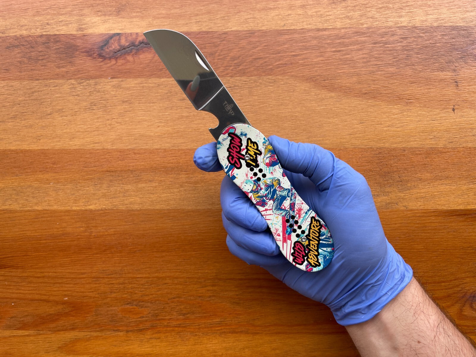3.14 in. Navaja Snowboard Wild Adventure Pocket Knife Bottle Opener From Spain