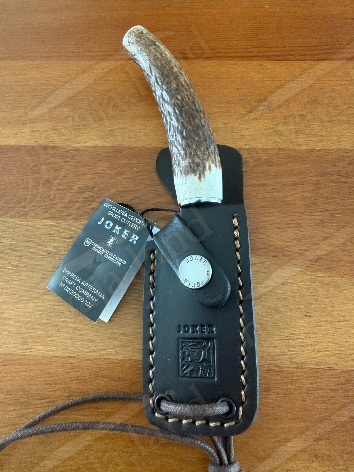 Joker Topo Hunting Knife Genuine Deer Horn Handle Leather Sheath Handmade Spain