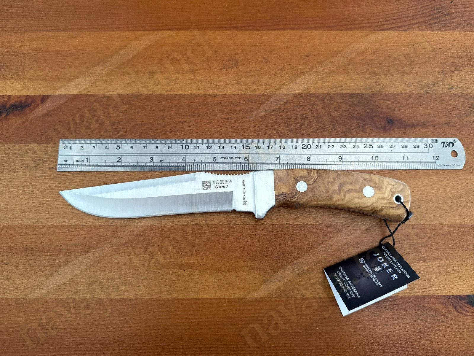 Joker Gamo Fixed Blade Hunting Knife 6.10" Mova 1.4116 Steel Olive Wood Handle