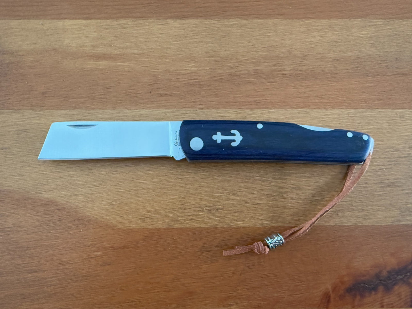 2.95" Cut Tip Navaja Pocket Knife Sailor / Marinera Blue Wood Handle Lockback