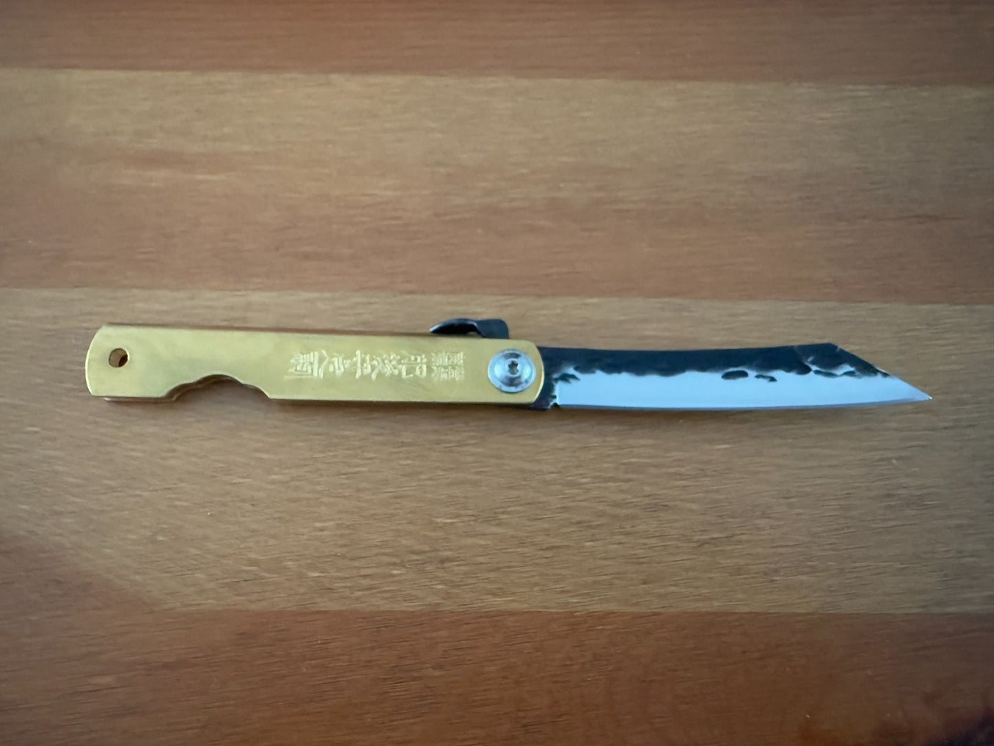 3" Navaja Higonokami Knife Brass Handle with Stainless Blade and Sheath