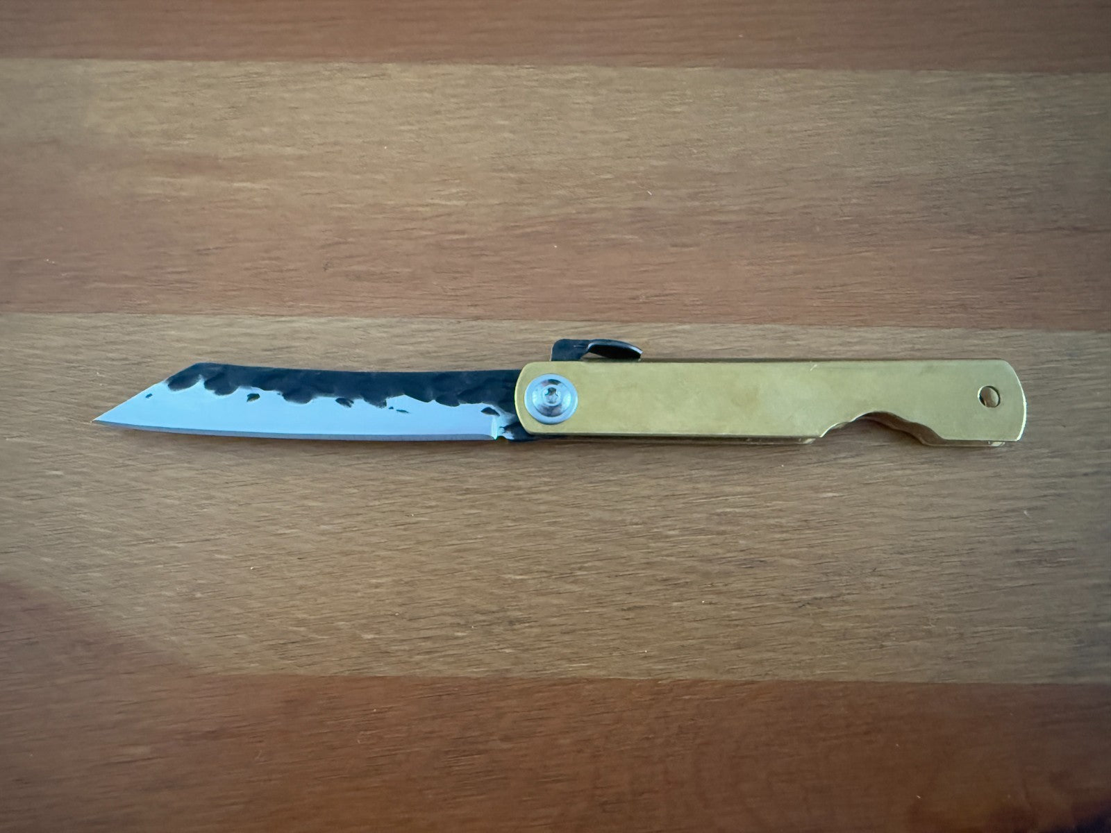 3" Navaja Higonokami Knife Brass Handle with Stainless Blade and Sheath