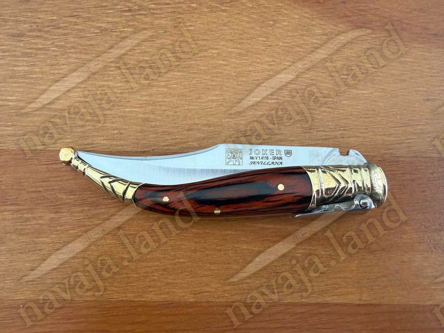 3.5” Navaja Joker Sevillana Knife Red Wood Handle High Quality Handmade in Spain