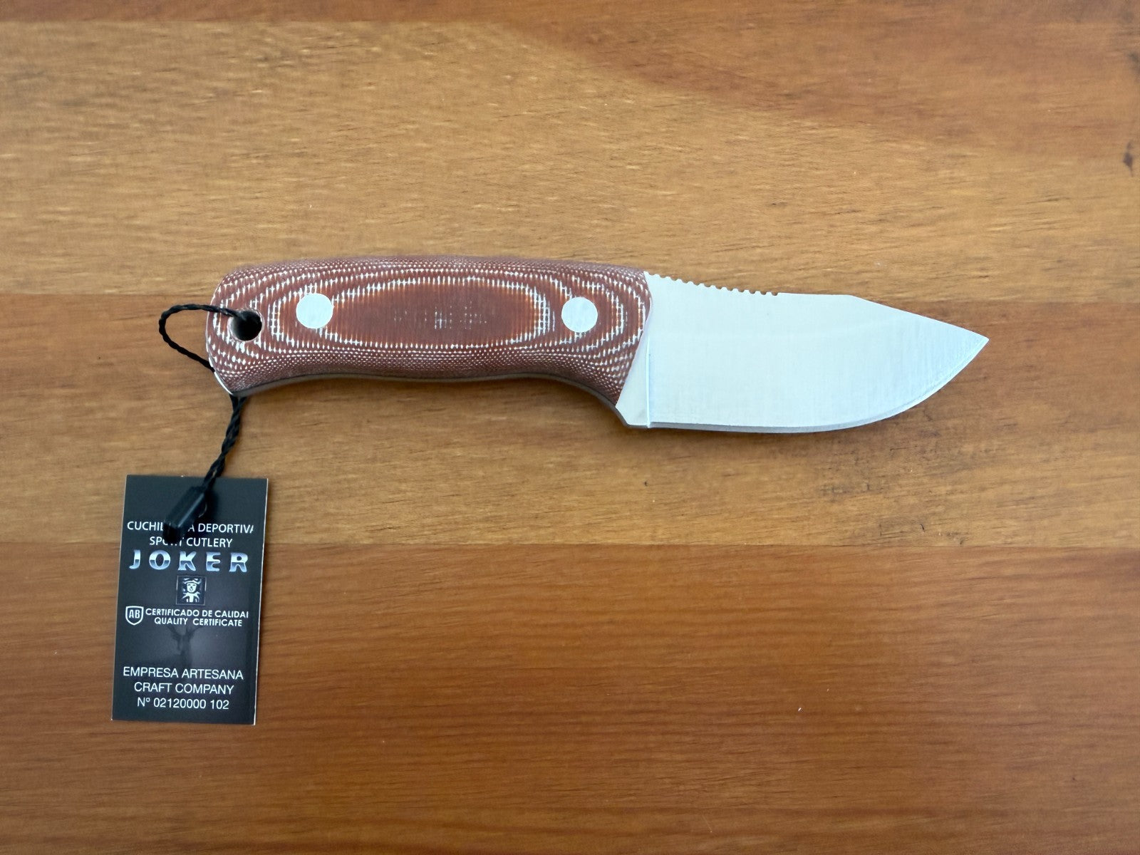 Joker Erizo TS1 3" Bohler N695 Steel Blade Fixed Knife Brown Canvas Micarta
