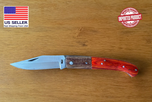 Pocket Knife 3.5” Stainless Steel Two Colors Wood Handle Made in Spain