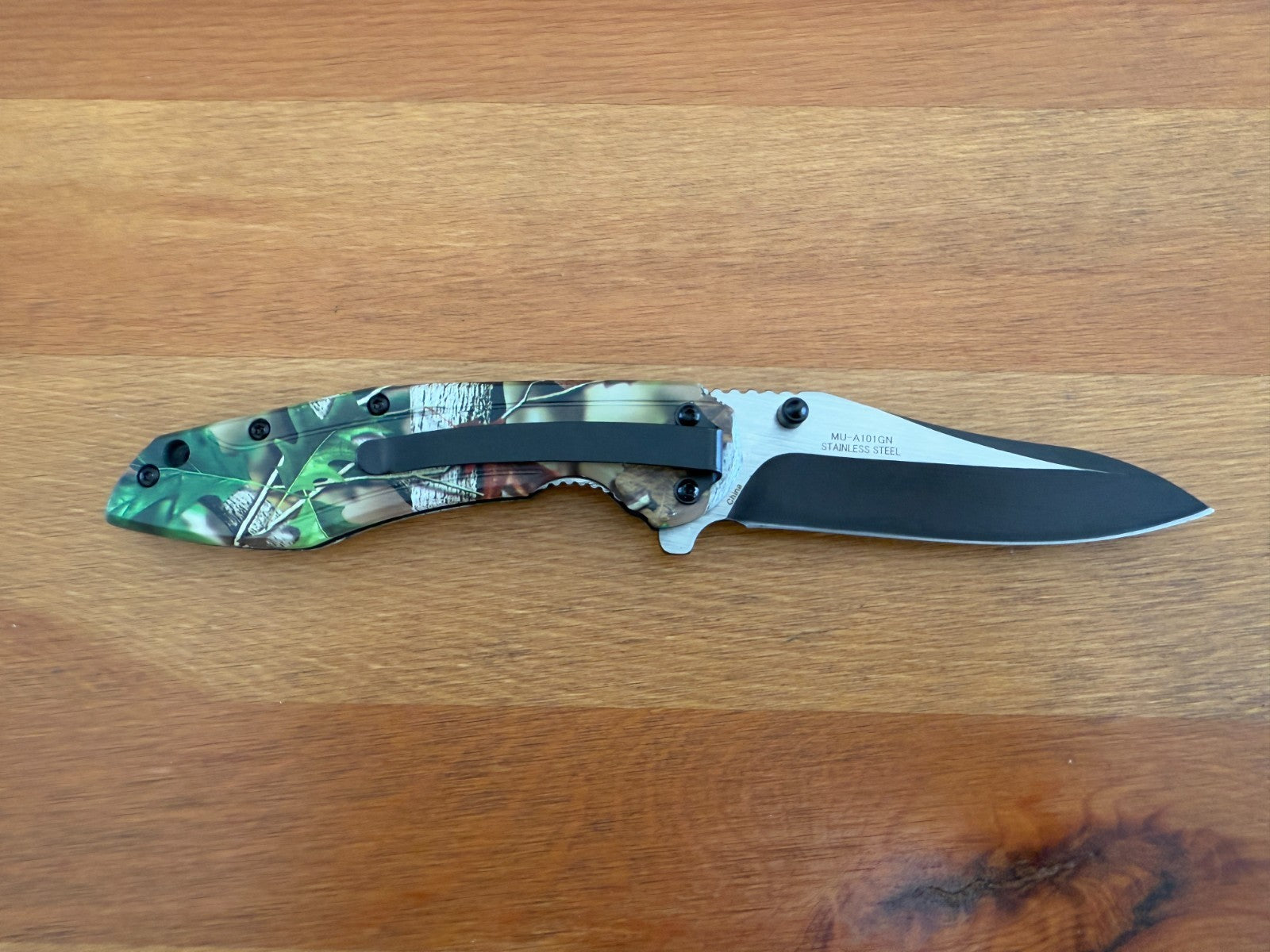 3.5" Steel Blade Master USA Folding Knife Assisted Pocket Clip Camo Handle